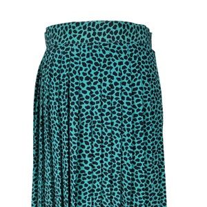 Vintage 90s Blue Maxi Skirt Size M Animal Print Dalmatian Pleated High Rise